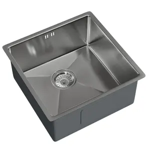 Liquida EL440BS 1.0 Bowl Brushed Steel Undermount Kitchen Sink With Waste