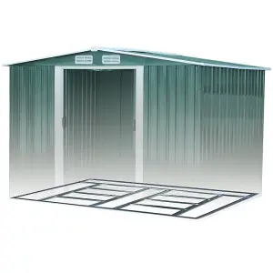 Dark Green Garden Metal Furniture Storage Tool Shed with Sliding Door