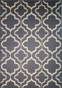 Grey Trellis Flatweave Indoor Outdoor Rug 160x230cm