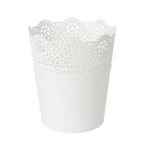 GoodHome White Lace Plastic Plant pot (Dia) 18cm, (H)21cm, 3.6L