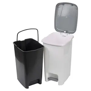 URBNLIVING 25L Slim Pedal Waste Recycling Bin Can Insert Step On Lid Kitchen Bathroom White