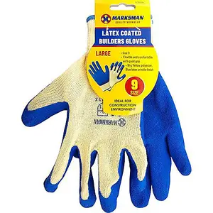 Set Of 12 Rubber Coated Builders Gloves  Latex Material, Large, Strong Grip Safety Gloves