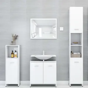 Berkfield Bathroom Cabinet High Gloss White 30x30x183.5 cm Engineered Wood