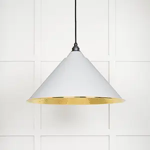 Hammered Brass Hockley Pendant in Flock