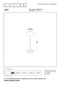 Lucide Joy Retro Table Lamp Outdoor 12cm - LED Dim. - 1x1,5W 3000K - IP54 - White