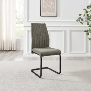 Furniturebox UK Lorenzo 2x Grey Fabric Black Leg Dining Chair