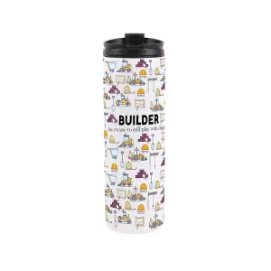 Builder Travel Mug - Novelty Trades Gift Stainless Steel Vacuum-Sealed Double-Walled Hot/Cold Drinks Travel Flask