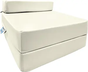 Fold Out Single Z Bed Futon Sofa Chair Mattress - Cream