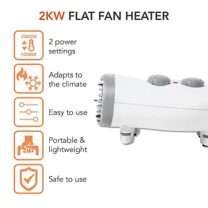 Warmlite WL44004 2000W Flat Fan Heater