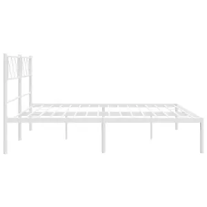 Berkfield Metal Bed Frame with Headboard White 183x213 cm