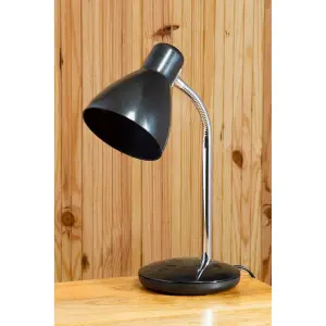 Interiors By Premier Sleek Black Lamp, Minimalist Design Bedside Table Lamp For Bedroom, Flexible Desk Lamp For Home Office