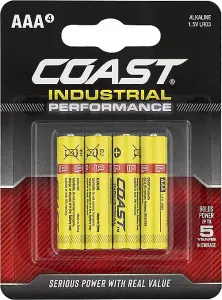 Coast Industrial Performance Alkaline Batteries AAA 4 Pack