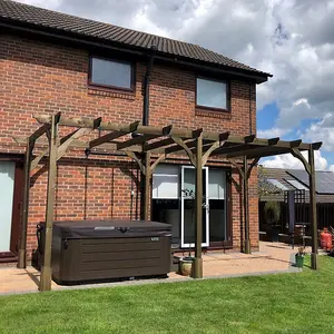 Premium Pergola 6 Posts - Wood - L300 x W720 x H270 cm - Rustic Brown