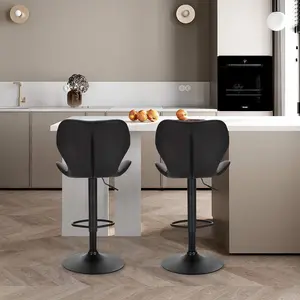 Parrett Swivel Adjustable Height Stool (Set of 2) Anthracite