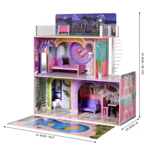 Teamson Kids Kids Wooden Dreamland Sunset 3-Level Dollhouse Set