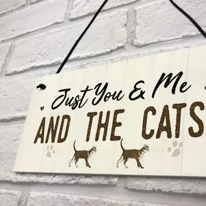 Red Ocean You Me And The Cats Sign Home Funny Crazy Cat Lady Sign Pet Lover Gift