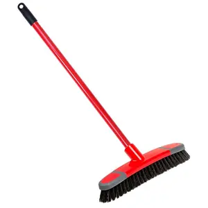 2x Deck Scrub and Long Handle Soft Sweeping Brooms Ideal For Hard Floors