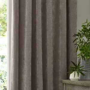 Yard Heavy Chenille Velvet Greige Pencil Pleat Curtains, 168 x 183cm