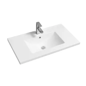 5001 Ceramic 80cm x 45cm Mid-Edge Inset Basin with Scooped Bowl