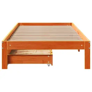 Berkfield Bed Frame with Drawers without Mattress Wax Brown 90x200 cm