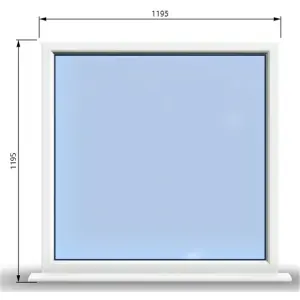 1195mm (W) x 1195mm (H) PVCu StormProof Window - 1 Non Opening Window - Toughened Safety Glass - White