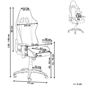 Gaming Chair Faux Leather Silver KNIGHT