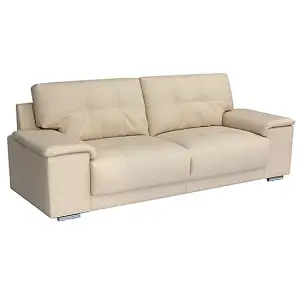 Kensington Faux Leather 3 Seater Sofa In Ivory