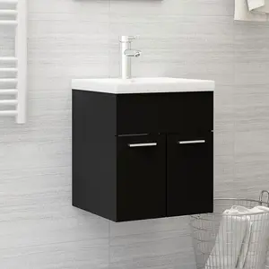 Berkfield Sink Cabinet Black 41x38.5x46 cm Engineered Wood