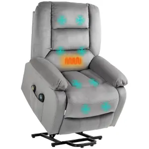 HOMCOM Riser and Recliner Chair Lift Chair with Vibration Massage, Heat, Grey