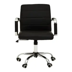 Interiors by Premier Brent Black Leather Effect And Chrome Home Office Chair