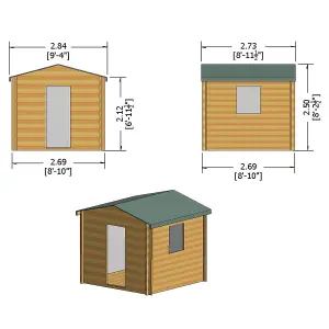 Shire Danbury 9x9 Log Cabin 19mm Logs