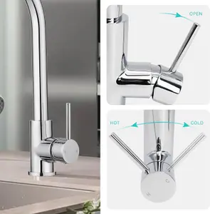 JASSFERRY Pull Out Kitchen Mixer Tap Chrome 360-degree Swivel Spout Pull Down Sprayer High Arc Sink Faucet