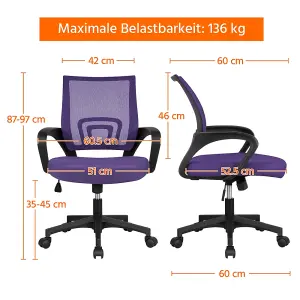 Yaheetech Ergonomic Mid-back Mesh Office Chair - Purple