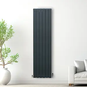 Aluminium Radiator & Valves - 1800mm x 475mm - Anthracite Grey