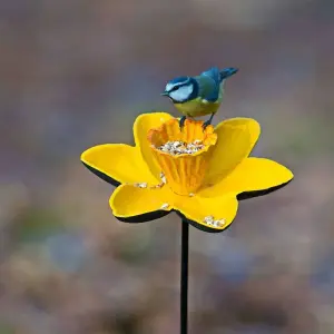 Cast Iron Daffodil & Forget Me Not Bird Feeder Flower Dish Set