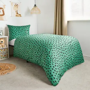 Safari Duvet Cover Set Reversible Quilt Soft Pillowcase Bedding, Green - Junior