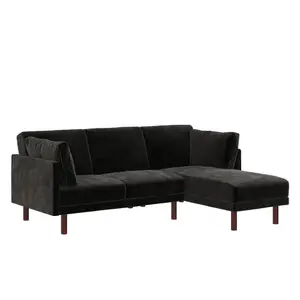 Clair sectional Sofa Bed in black velvet