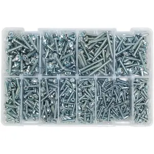 Comprehensive 700 Pack Self Tapping Screw Assortment with Zinc Pan Head Pozi