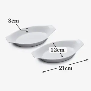 WM Bartleet & Sons Porcelain Oval Gratin Dish 21cm, Set of 2