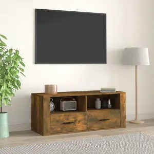 Berkfield TV Cabinet Smoked Oak 100x35x40 cm Engineered Wood