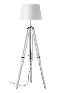 Interiors by Premier Jasper White Wood Floor Lamp with EU Plug