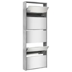 Berkfield Shoe Cabinet with Mirror 5-Layer Concrete Grey 63x17x169.5 cm