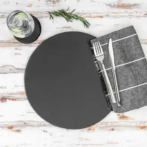 Argon Tableware - Round Slate Dinner Plates - 33cm - Pack of 6