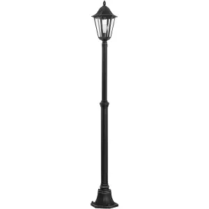 IP44 Outdoor Bollard Light Black & Silver Lantern 2000mm Tall Post 60W E27