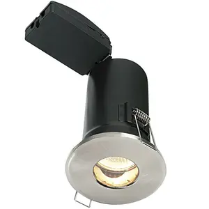 IP65 Bathroom FIRE RATED GU10 Lamp Ceiling Down Light Nickel PUSH FIT FAST FIX