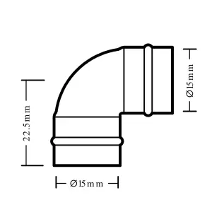 Solder ring 90° Pipe elbow (Dia)15mm, Pack of 10