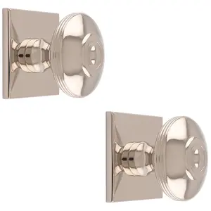 2 PACK - 38mm Round Cabinet Door Knob & 40x40mm Matching Backplate Polished Nickel Handle