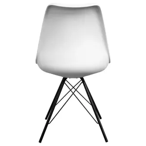 Soho White Plastic Dining Chair with Black Metal Legs