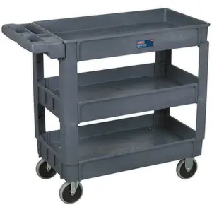 Heavy Duty 3-Tier Workshop Trolley with 83kg Capacity Per Shelf