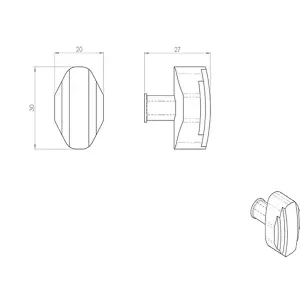 Square Cabinet Door Knob Geometric Design 30 x 20mm Polished Chrome